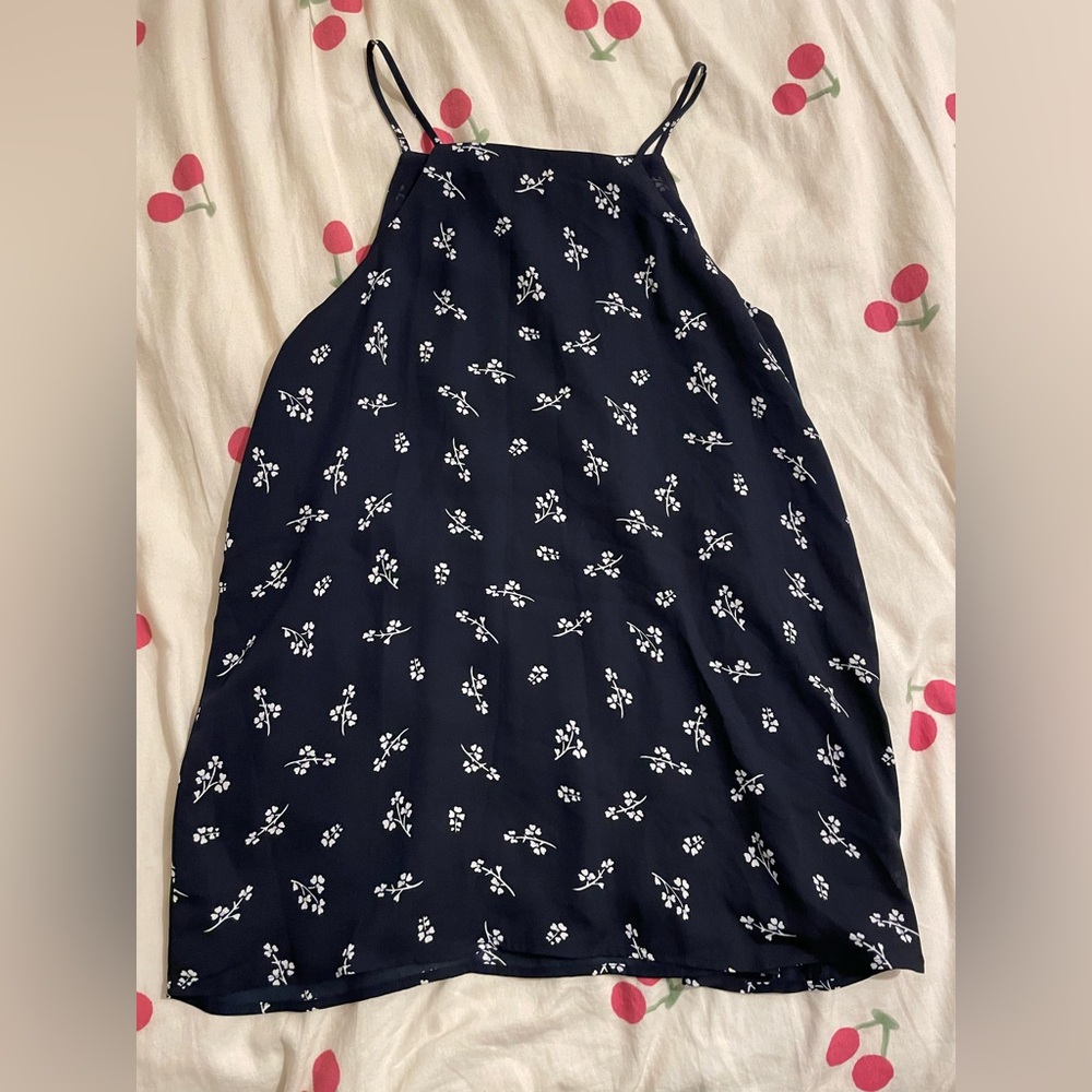 LOFT Navy Tank with White Floral Details